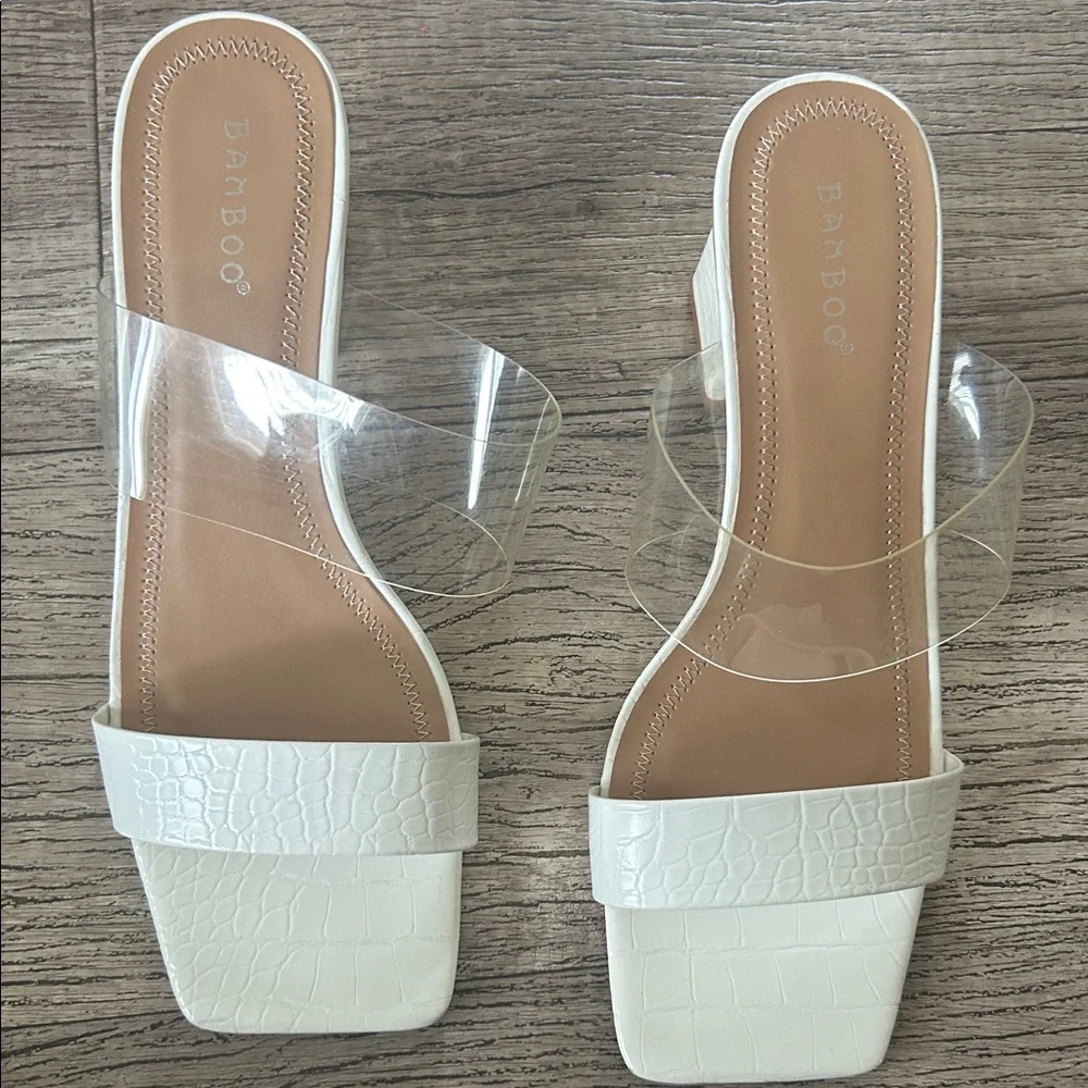 BAMBOO White Croc-Embossed Heels - Picture 10 of 12